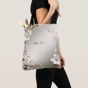 Pyntsam vit blomsterram Totebag Tygkasse