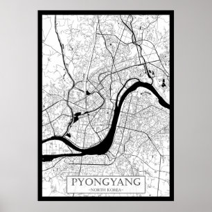 Pyongyang Nordkorea Karta Poster