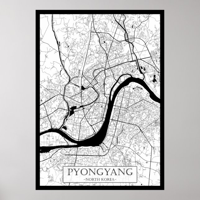 Pyongyang Nordkorea Karta Poster (Framsidan)