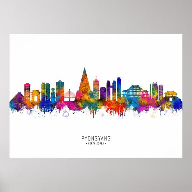 Pyongyang Nordkorea Skyline Poster (Framsidan)