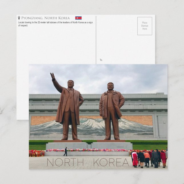 Pyongyang, Nordkoreas vykort (Fram/baksida)