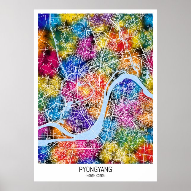 Pyongyang North Korea City Karta Poster (Framsidan)