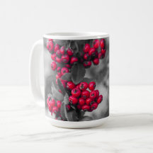 Pyracantha Bär Röd och Grå Botanisk Mugg