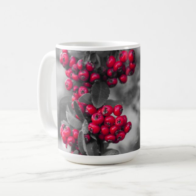Pyracantha Bär Röd och Grå Botanisk Mugg (Framsida vänster)