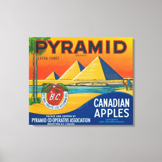 Pyramid Apple-etikett - Penticton B.C. Kanada Canvastryck (Framsida)