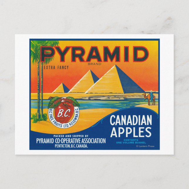 Pyramid Apple-etikett - Penticton B.C. Kanada Vykort (Framsida)