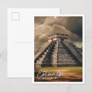 Pyramid av Chichen Itza Mexico om berömd Vykort