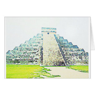 Pyramid av den Chichen Itza vattenfärgdesignen Hälsningskort