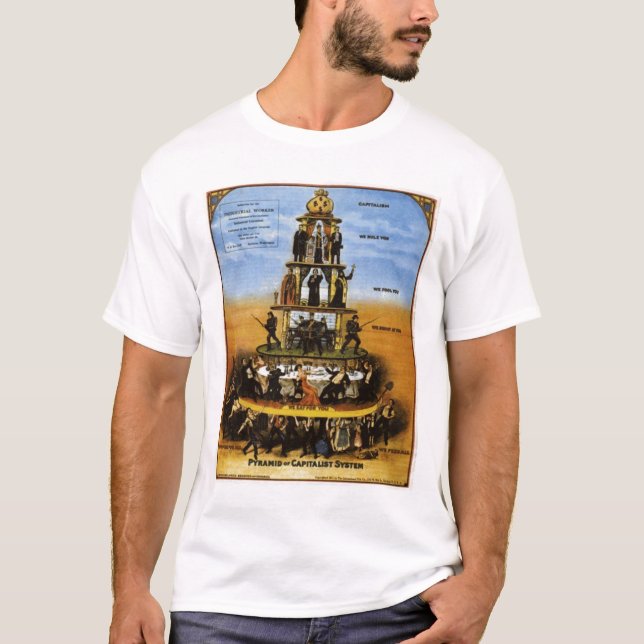 pyramid av kapitalismsystemet tee shirt (Framsida)