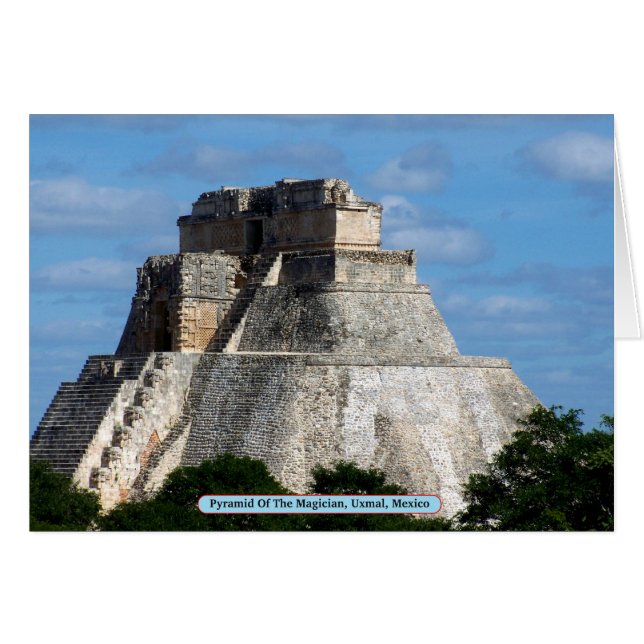 Pyramid av magician, Uxmal, Mexiko Hälsningskort (Framsidan Horizontal)
