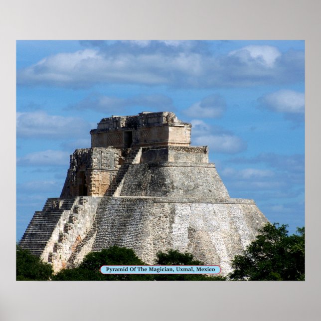 Pyramid av magician, Uxmal, Mexiko Poster (Framsidan)