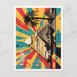 Pyramid Cairo Egypten Pop Art Travel Illustration Vykort