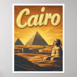 Pyramid Cairo Egypten Vintage resor Illustration Poster