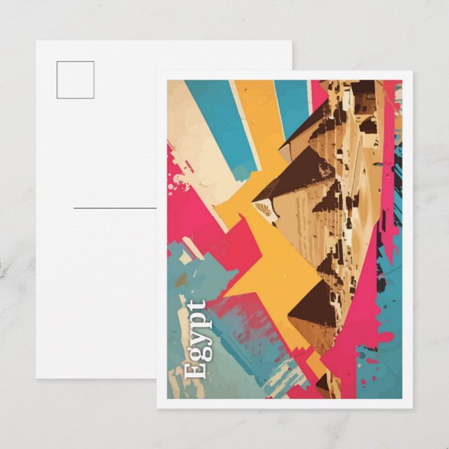 Pyramid Egypten Pop Art Travel Illustration Vykort (Fram/baksida)