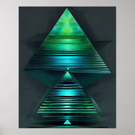 PYRAMID GRÖNT TEAL LIGHT ART POSTER