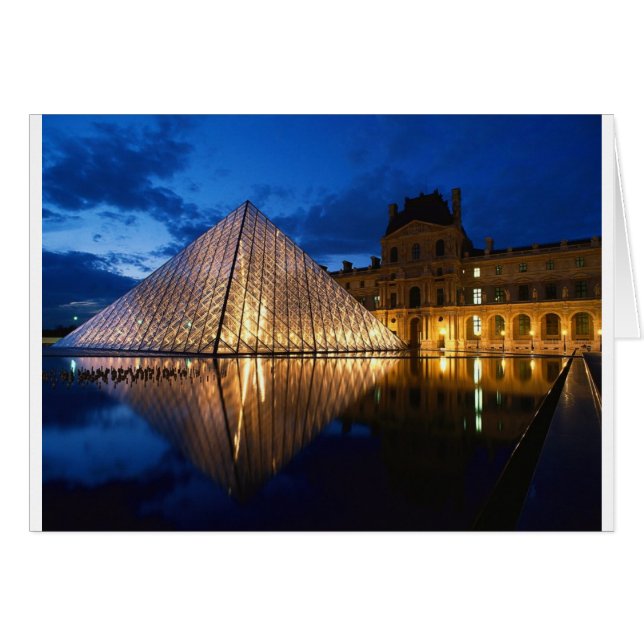 Pyramid i Louvre Museum,Paris,Frankrike Hälsningskort (Framsidan Horizontal)