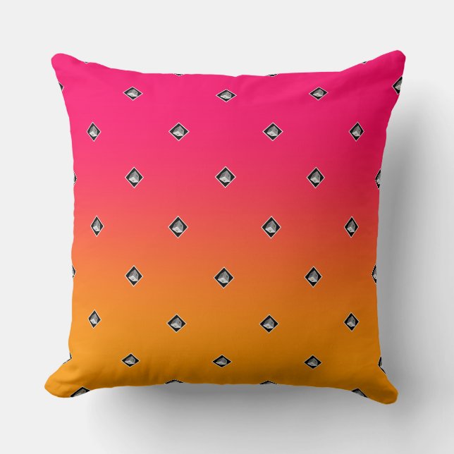 Pyramid Kub Upprepa Rosa Gul Kudde (Framsida)