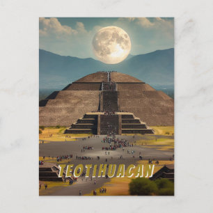 Pyramid Måne, Teotihuacan, Mexiko Travel Vykort
