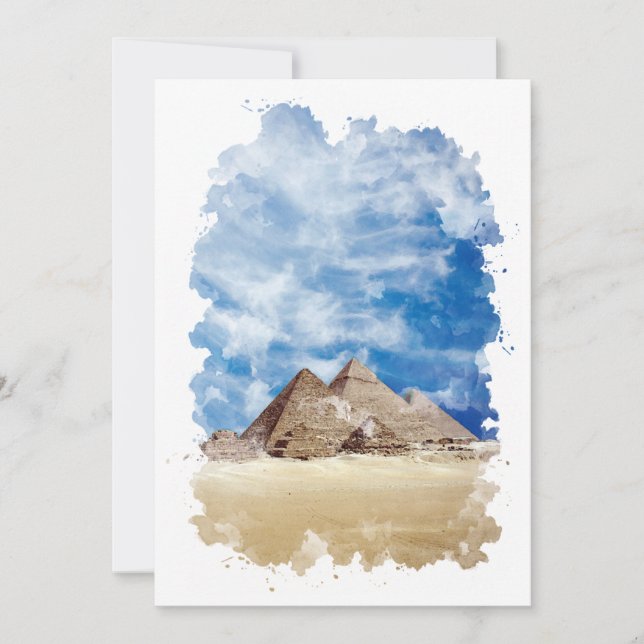Pyramid of Giza Egypten Watercolor Art Julkort (Framsida)