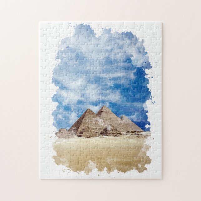 Pyramid of Giza Egypten Watercolor Art Pussel (Vertikal)