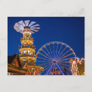 Pyramid på julmarknaden i Rostock Helg Vykort
