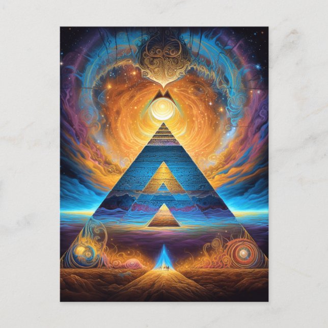 Pyramid Psychedelic Mystical Visionary Art Vykort (Framsida)