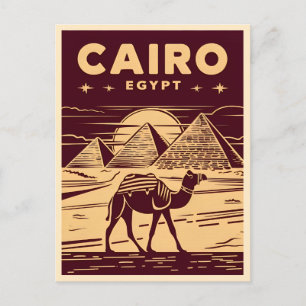 Pyramid Retro-grafik med vintage resor-Egypten för Vykort