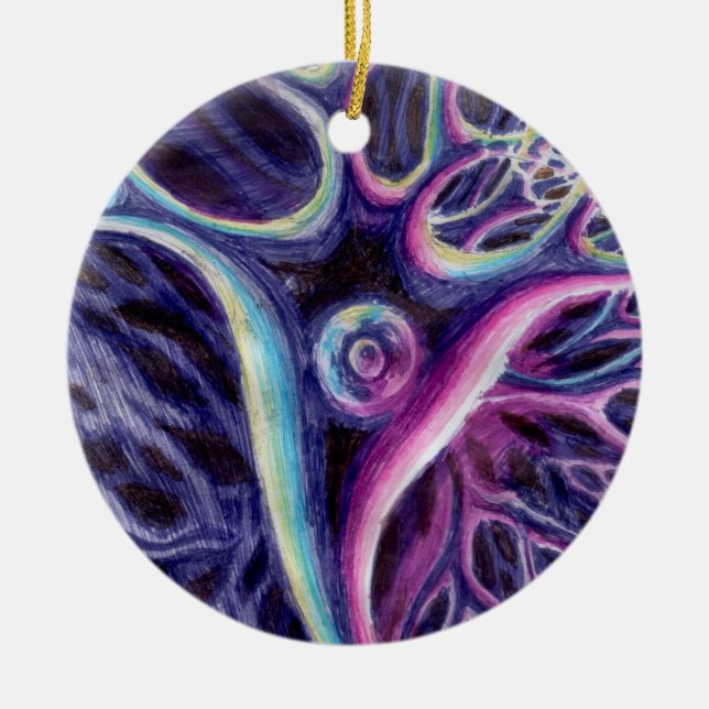 Pyramidal neuron teckning julgransprydnad keramik (Framsidan)