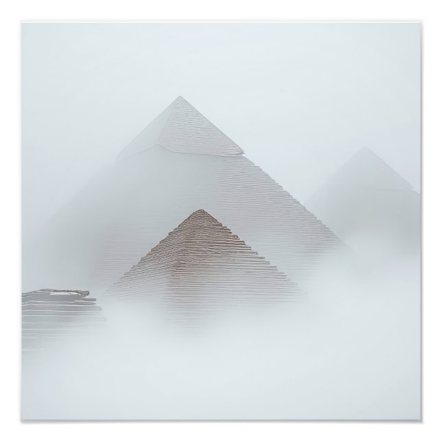 Pyramider i dimma fototryck (Framsidan)
