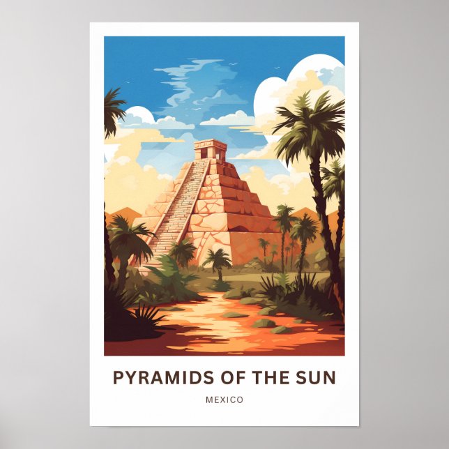 Pyramider i Sol Mexiko Travel Print Poster (Framsidan)