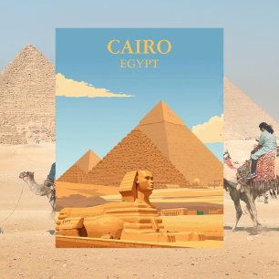 Pyramider och Sfinksen Kairo Egypten Vintage Resa Vykort