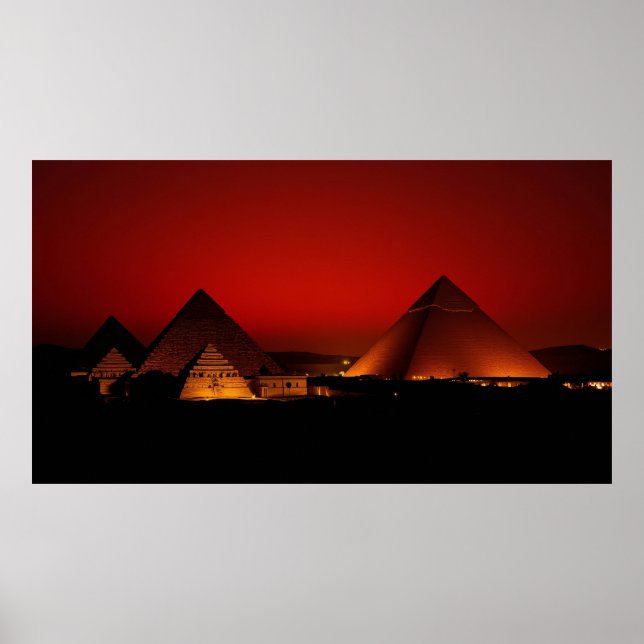 Pyramider vid röd solnedgång poster (Framsidan)