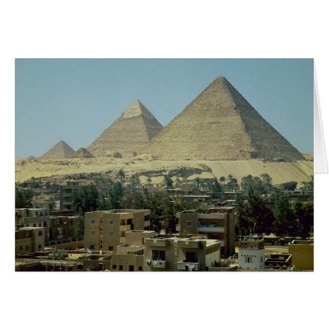 Pyramiderna av Giza, c.2589-30 BC, gammalt Hälsningskort (Framsidan Horizontal)