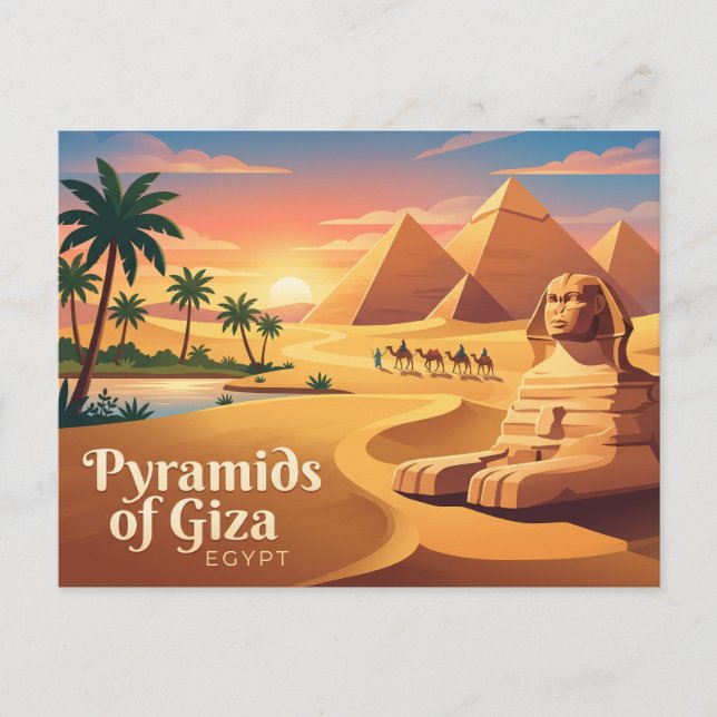 Pyramiderna i Giza och den stora sfingen Egypten Vykort (Framsida)