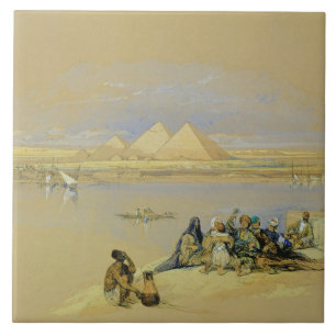 Pyramiderna på Giza, nära Cairo (w/c) Kakelplatta