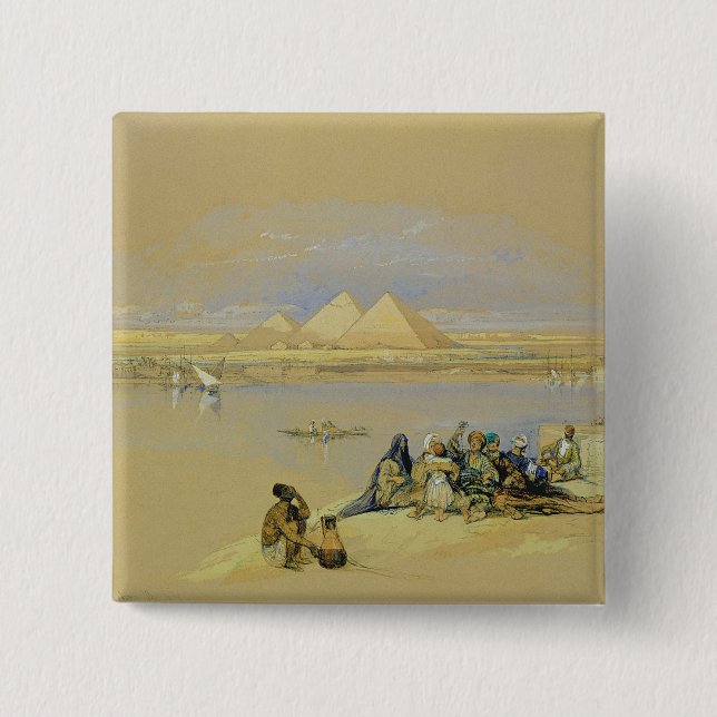 Pyramiderna på Giza, nära Cairo (w/c) Knapp (Framsida)