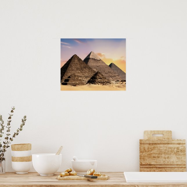 Pyramiderna på Gizaresan Egypten Foto Poster (Kök)