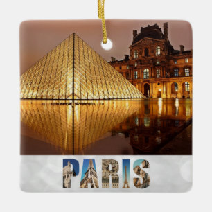 Pyramidfoto i Paris Frankrike Louvre Museum Julgransprydnad Keramik