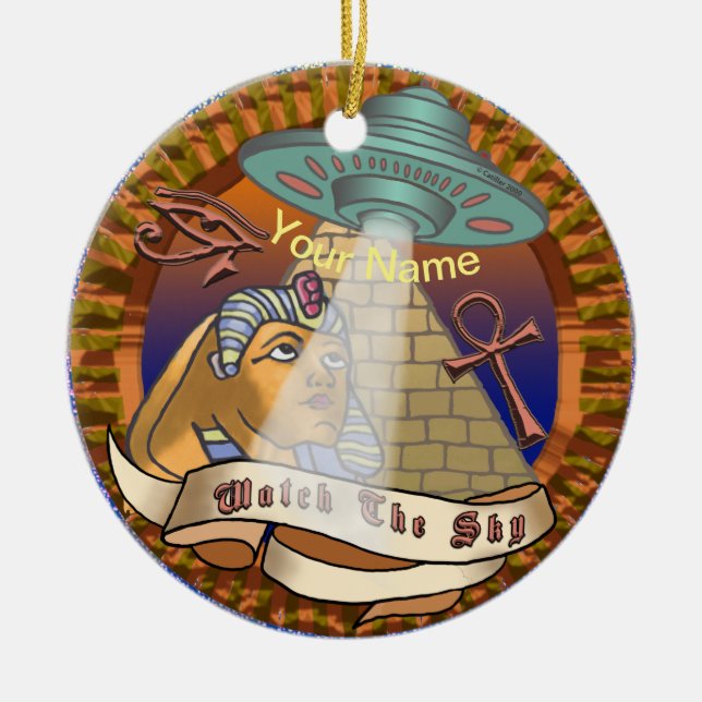 Pyramids Alien SpacesHär Julgransprydnad Keramik (Framsidan)