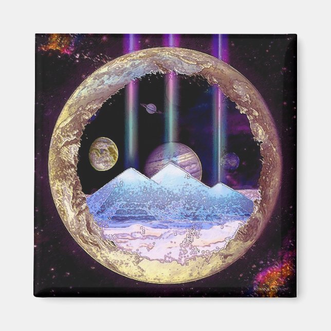 Pyramids och Planet Earth Artwork Magnet (Framsidan)