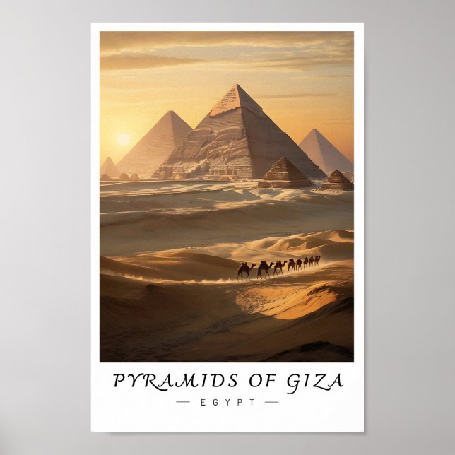 Pyramids of Giza Egypt Wall Art, Ancient Landmark Poster (Framsidan)
