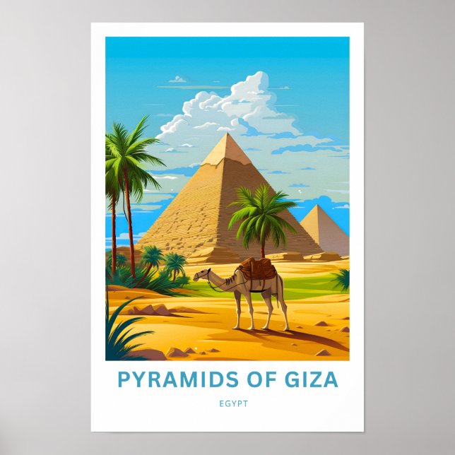 Pyramids of Giza Egypten Travel Print Poster (Framsidan)
