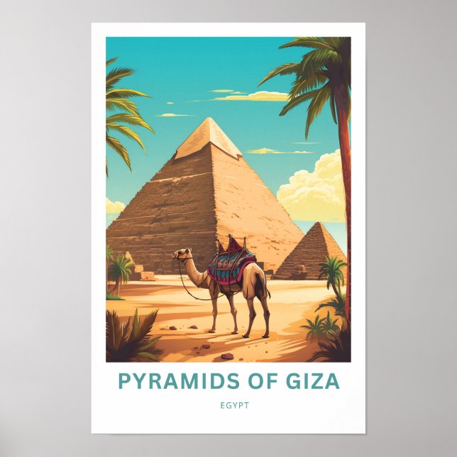 Pyramids of Giza Egypten Travel Print Poster (Framsidan)
