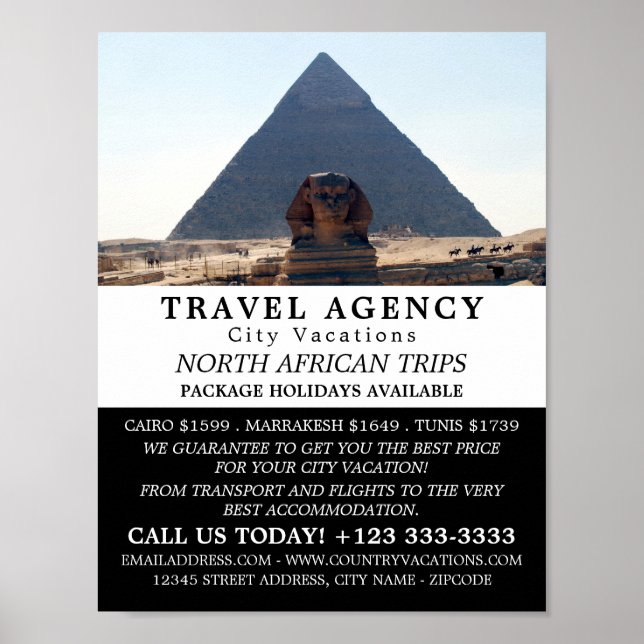 Pyramids of Giza, Kairo, Egypten, resebyrå Poster (Framsidan)