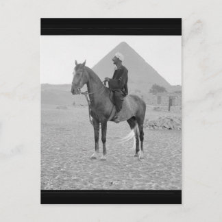 Pyramids of Giza with Horseman circa 1934 Vykort