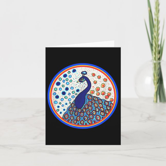 Pyrams Heart Folk Art Design- Den karibiska påfåge Kort (Framsida)