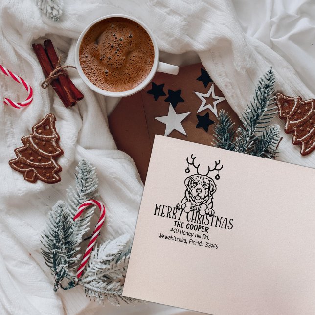 Pyrenean Mountain Hund Jul Returadress Stämpel (Skapare uppladdad)