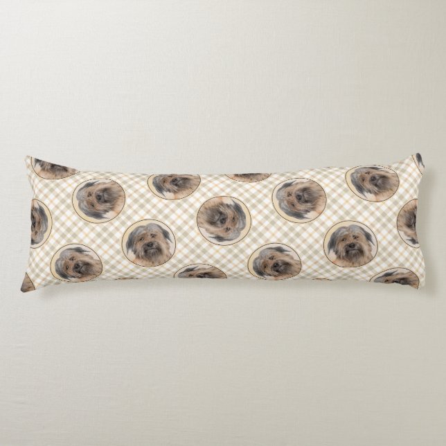 Pyrenean Shepherd Painting Long-Haird Fawn Hund Ar Kroppskudde (Framsidan)