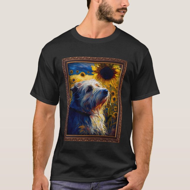 Pyrenean Shepherd Painting Solros Flower Mamma Wo T Shirt (Framsida)