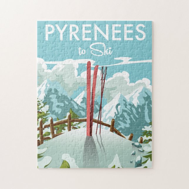 Pyrenéerna att åka skidor resa tryck. pussel (Vertikal)